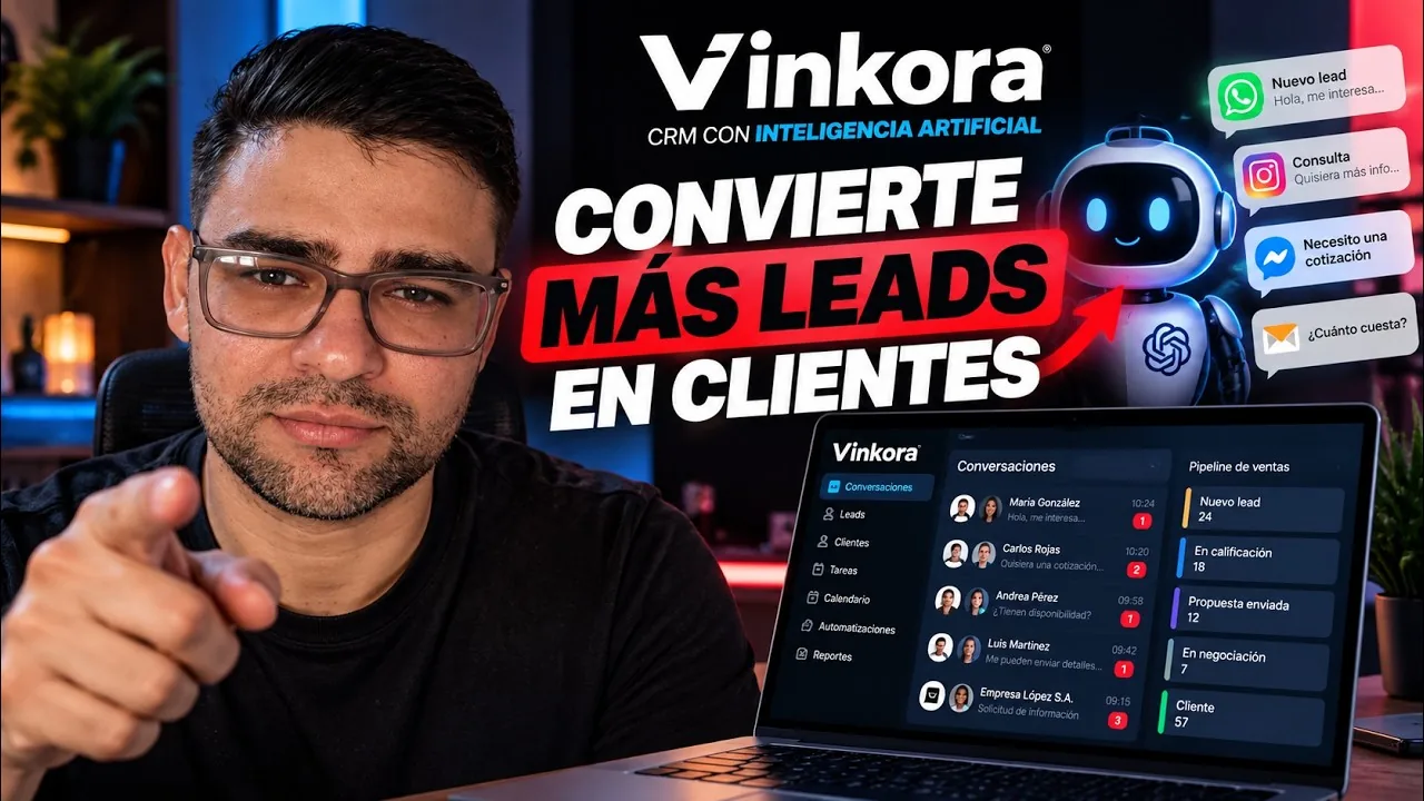 Video de Vinkora: CRM con inteligencia artificial que convierte más leads en clientes
